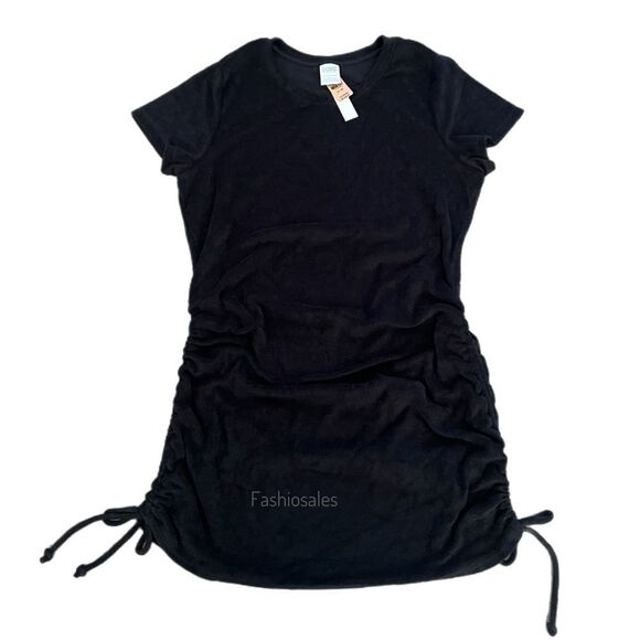 Victorias Secret Pink Beach Terry Ruched Sides Dress Black Xsmall - Picture 6 of 10